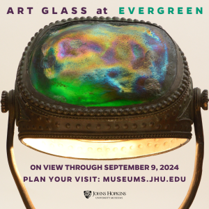 exhibition poster for art glass at evergreen