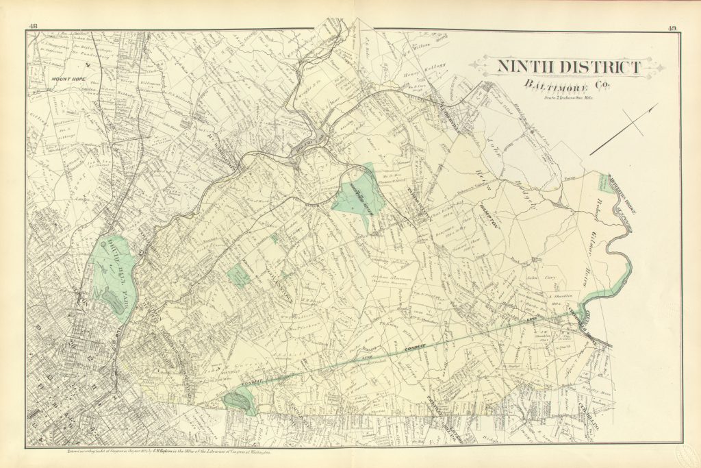 1878 map of the 9th district of Baltimore County