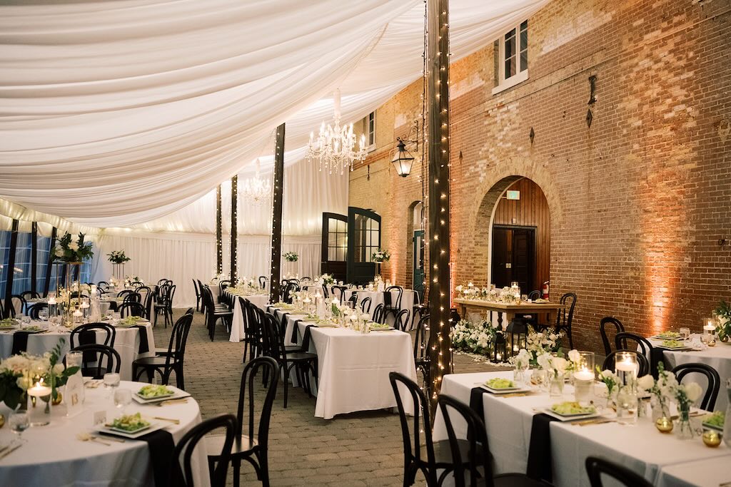 Tables outside the carriage house